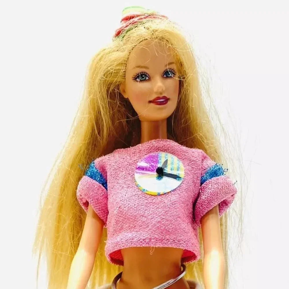 MATTEL BARBIE Doll Long Blond Hair Blue Eyes Pink Shirt Pants Outfit 12" Tall